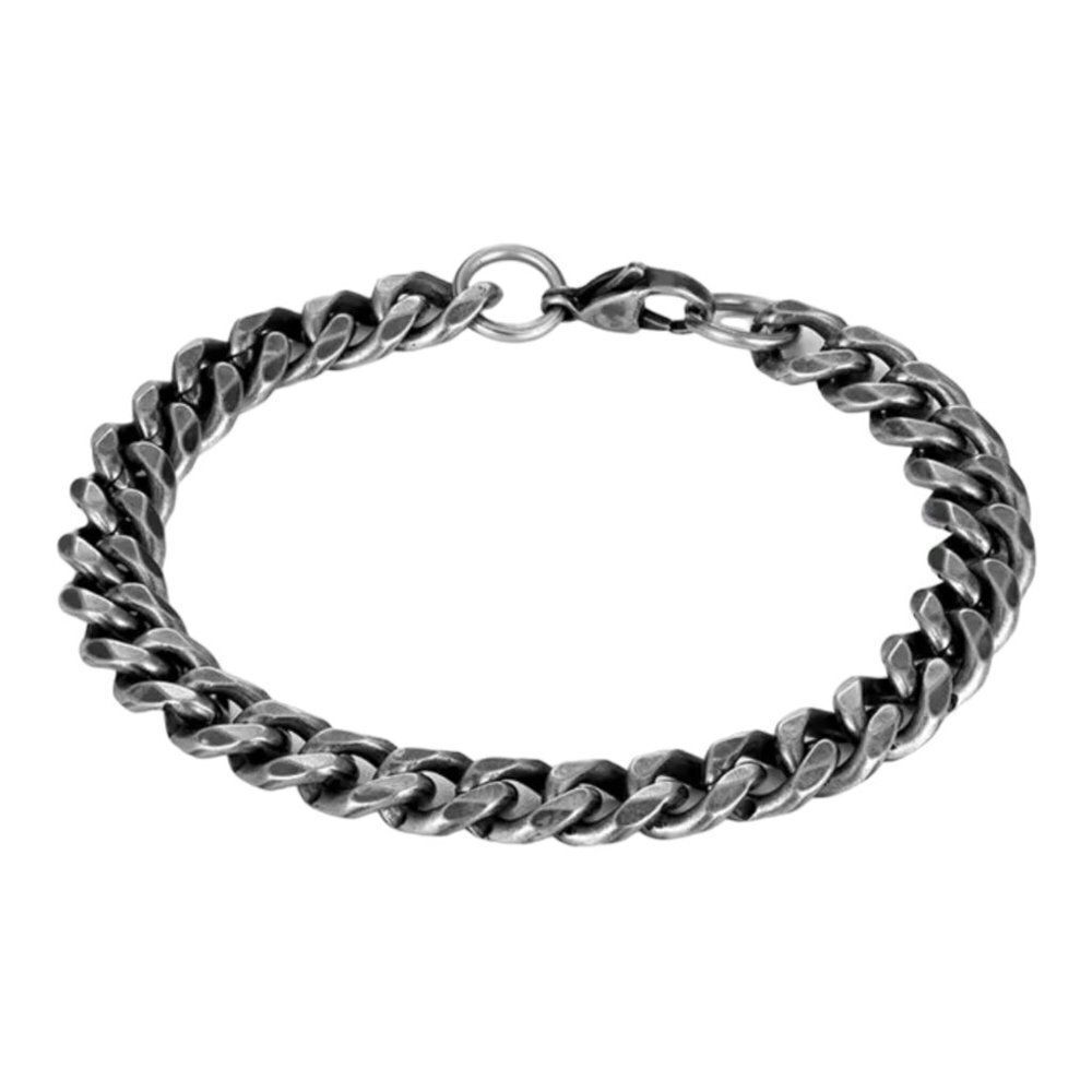 Silver Antique Flat Curb Chain Stainless Steel Moto Biker Bangle Bracelet NEW